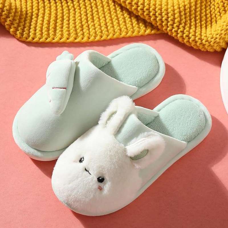 Pantoufles lapin blanc pour femmes, chaussures Kawaii pour la