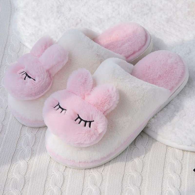 Chaussons Enfant Fille Hiver - Fermés, Doublure Peluche Lapin, Semelle Antidérapante, Pour Maison Intérieur