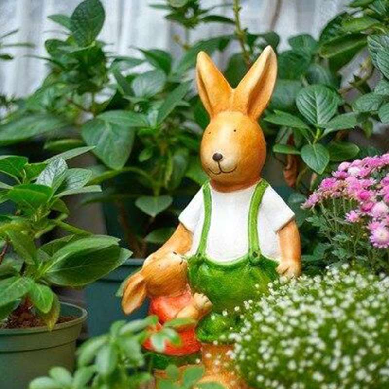 sculpture famille lapin