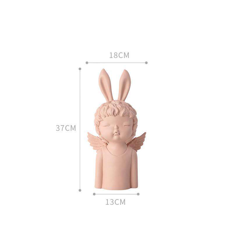 sculpture ange lapin rose rouge