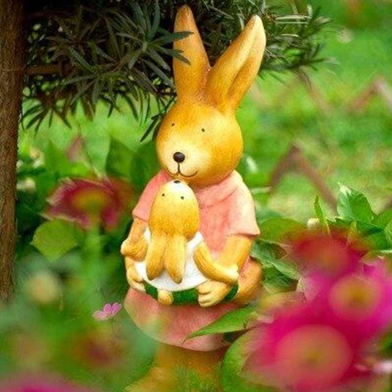 sculpture famille lapin papa